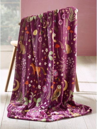 Catherine Lansfield Enchanted Twilight Cosy Fleece Plum Throw