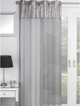 Shimmer Sequin Top Border Voile Grey